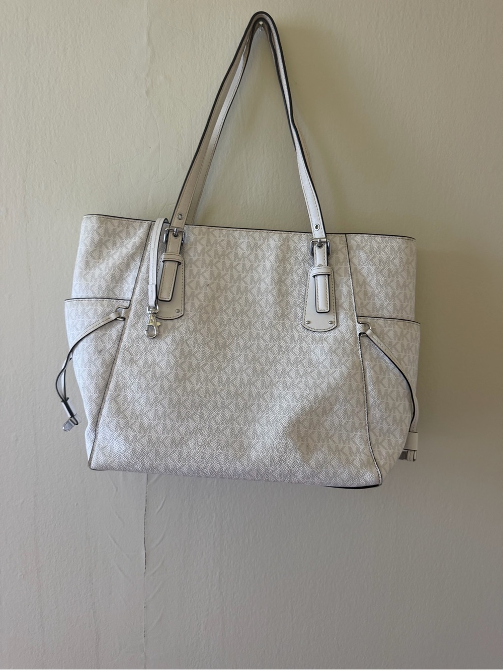 Michael Kors White Cream MK Monogram Tote